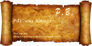 Pávay Babett névjegykártya